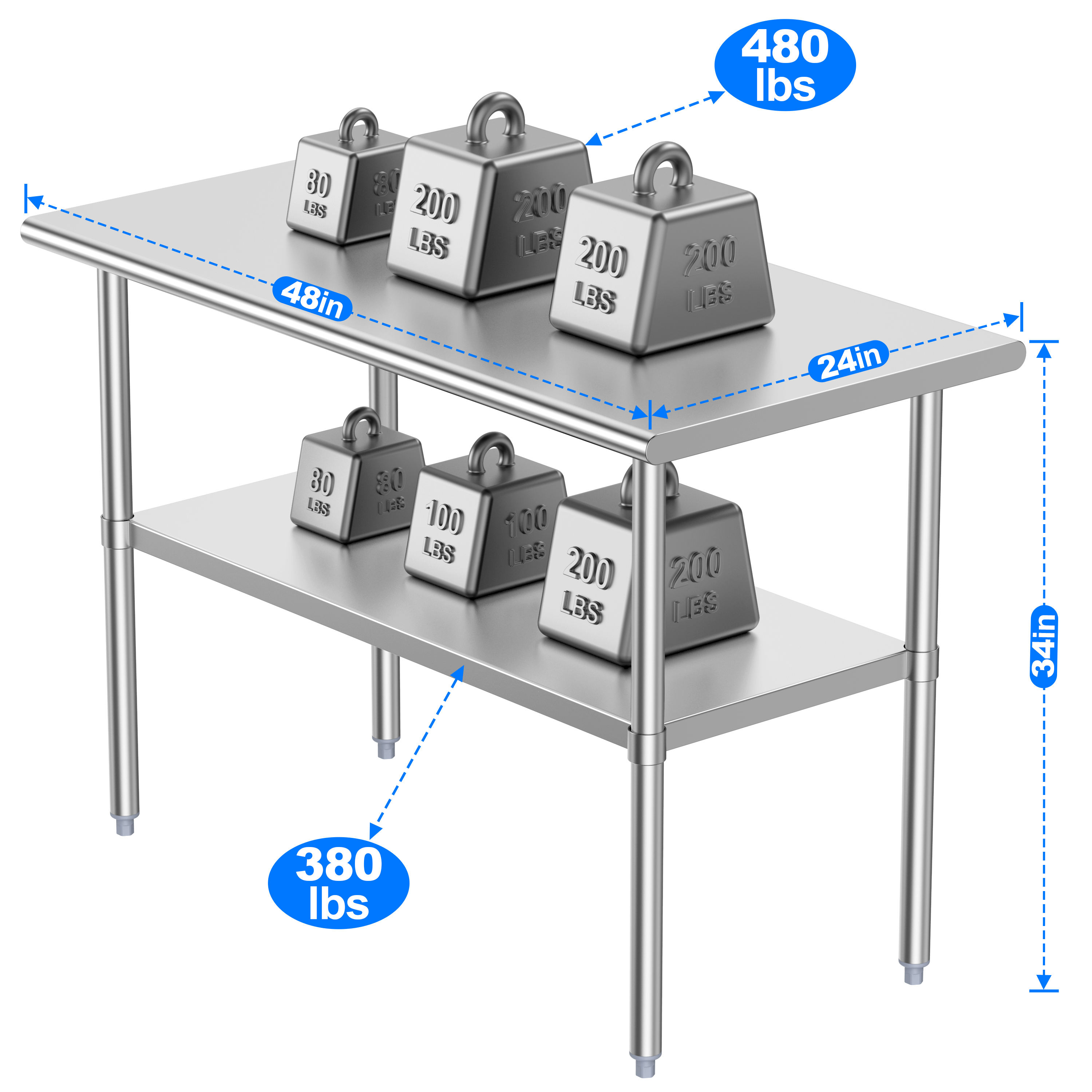 Mesa de trabalho inoxidável - equipamento de cozinha comercial