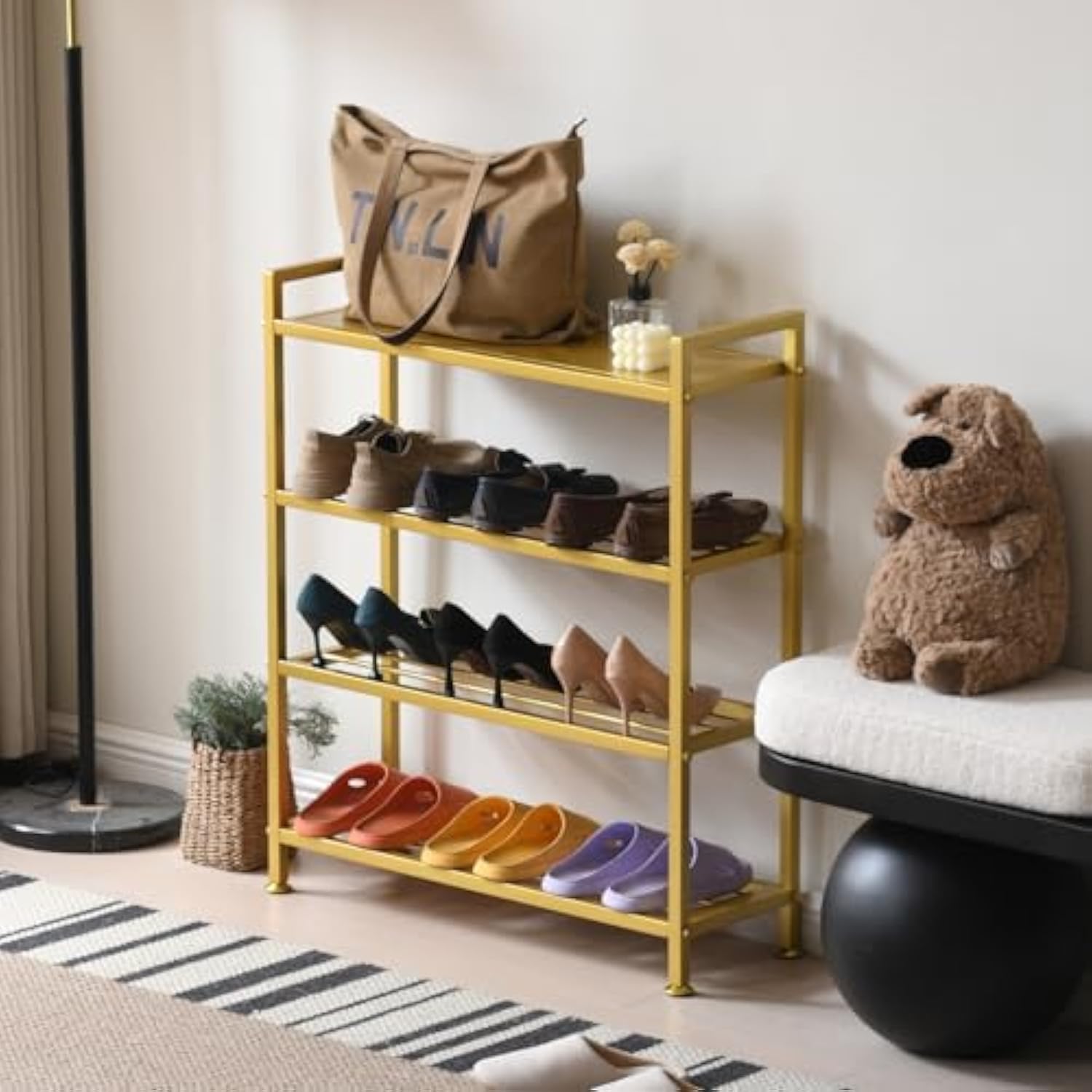 Sapateira multicamadas de metal doméstico para corredor doméstico