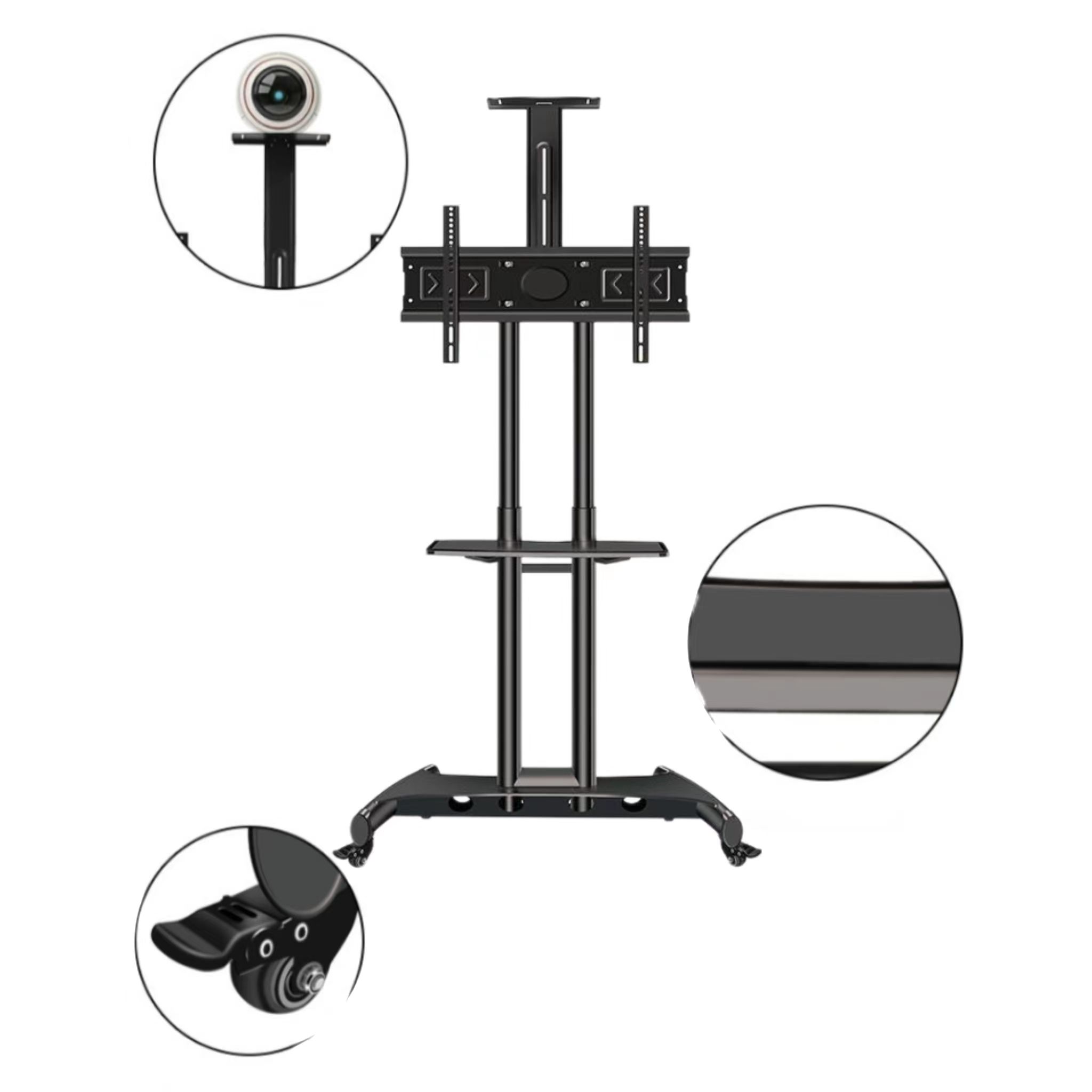 Suporte de TV removível ajustável de metal com rodas