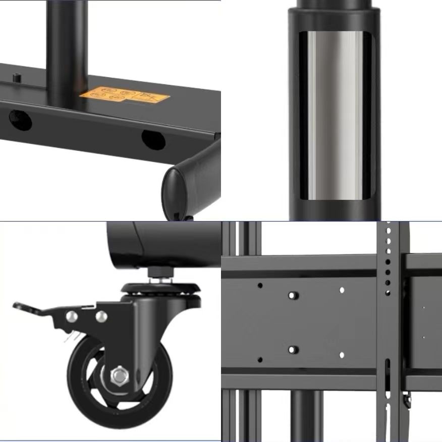 Suporte de TV removível ajustável de metal com rodas