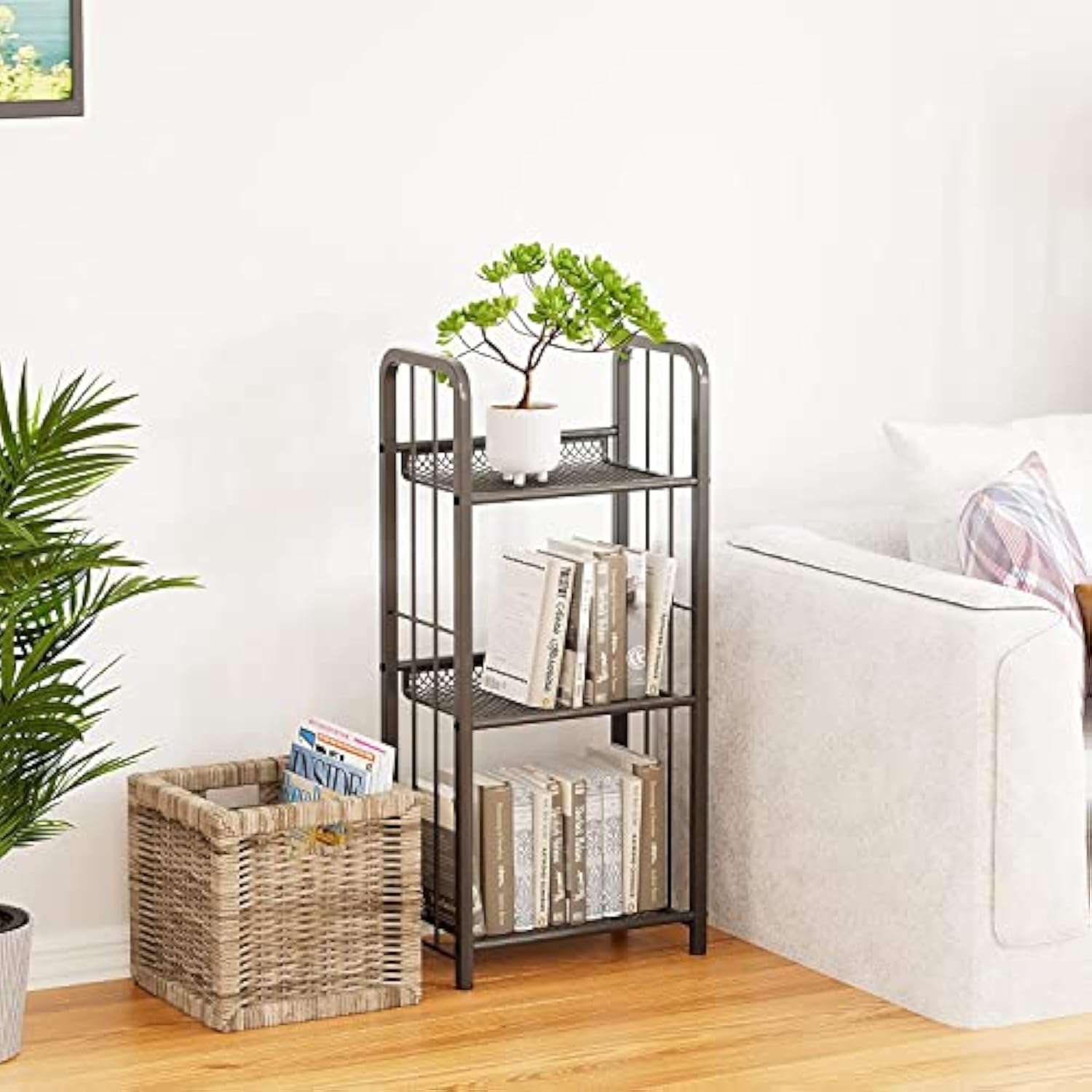 Estante de metal de rack de armazenamento independente para sala de estar