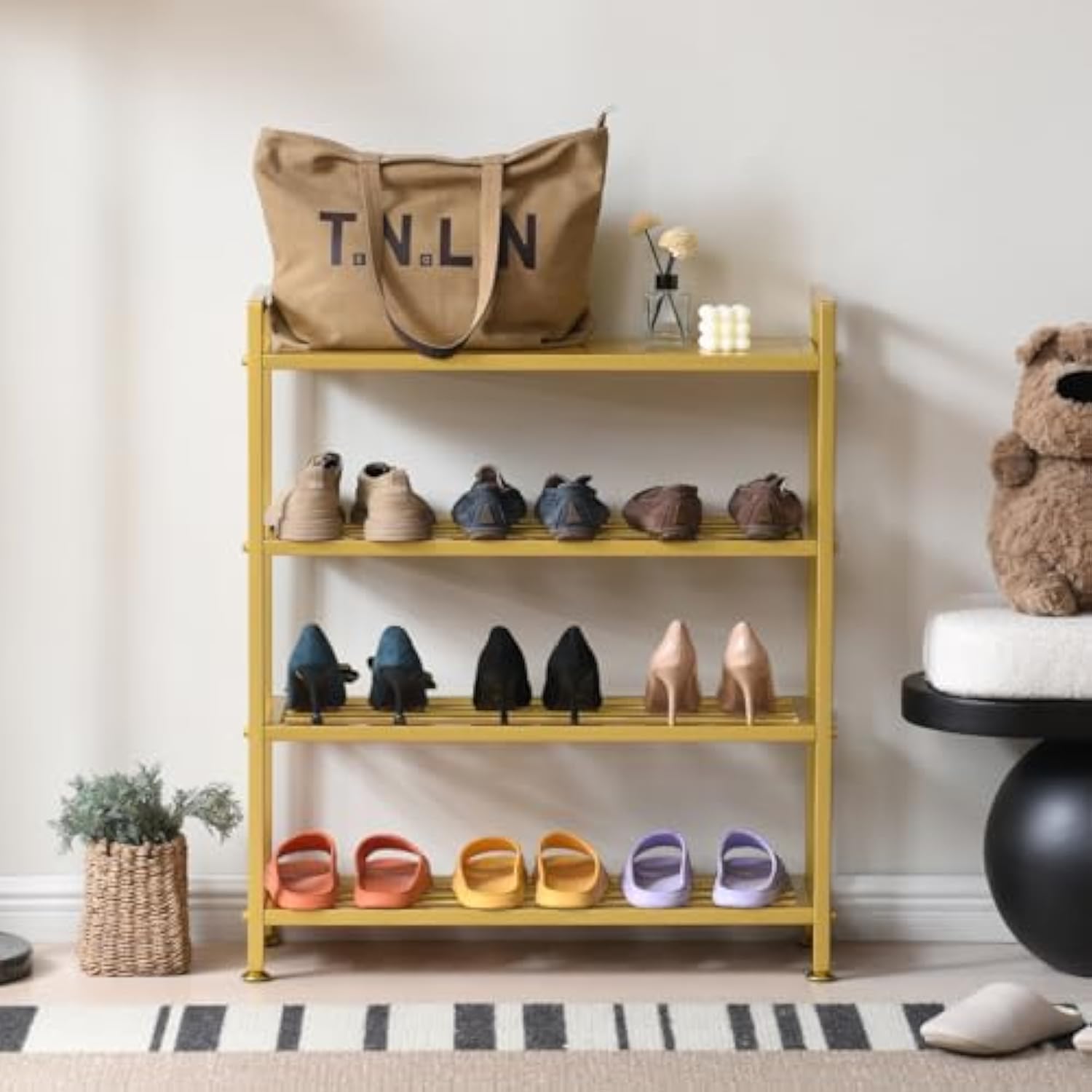 Sapateira multicamadas de metal doméstico para corredor doméstico