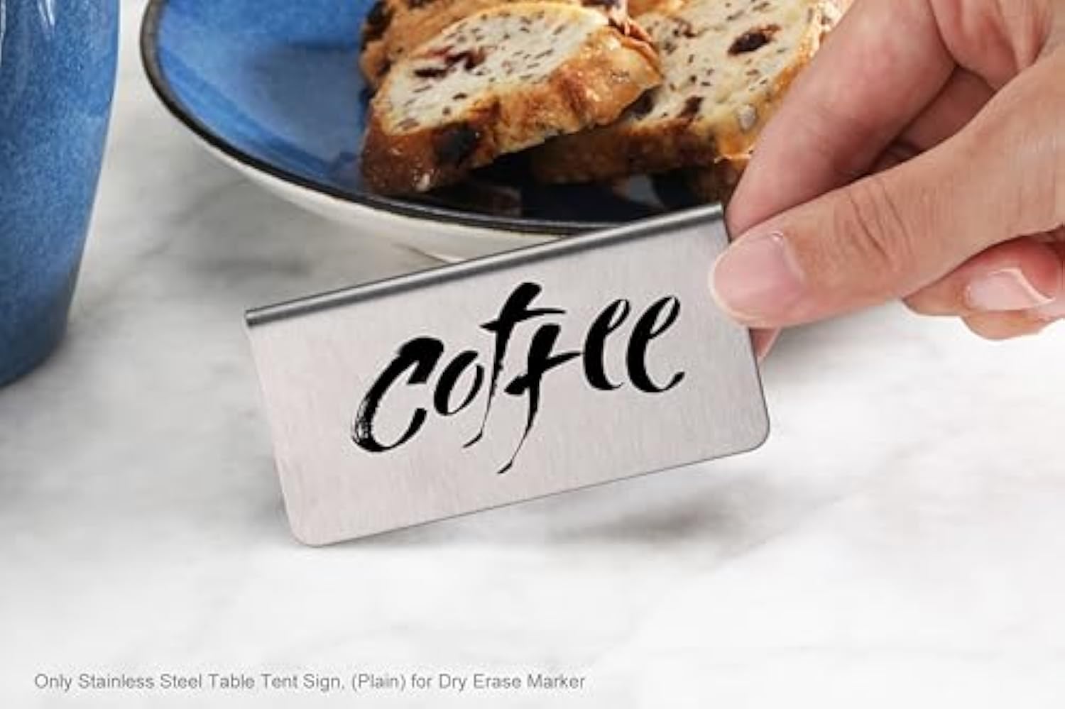 Sinal de mesa de metal de aço inoxidável portátil personalizado para restaurante