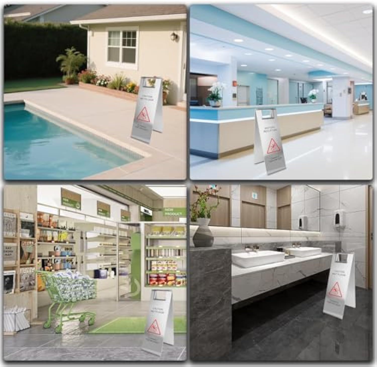 Placa de Cuidado de Piso Molhado de Aço Inoxidável com Alça Portátil para Restaurante